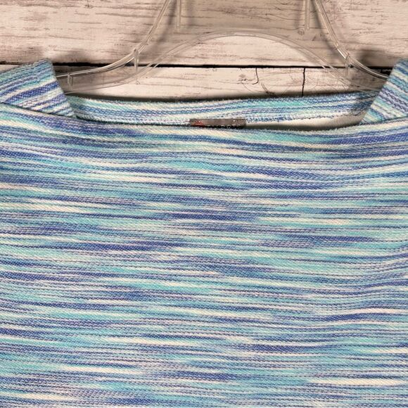 Talbots Textured Boatneck Marled Turquoise Blue Sweatshirt Tunic Top M - Picture 5 of 7
